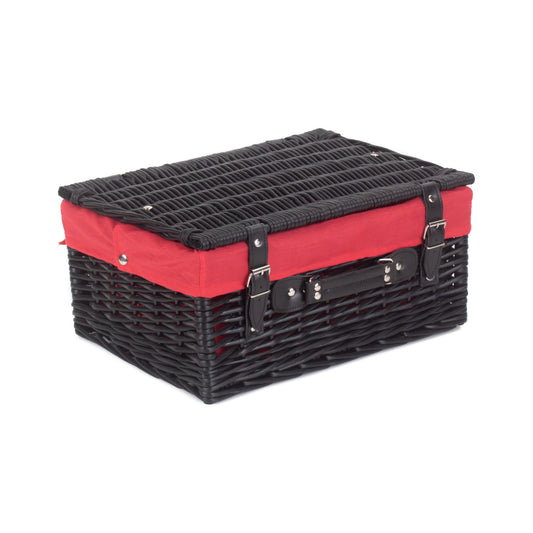 16 Inch Black Willow Hamper with Red Lining