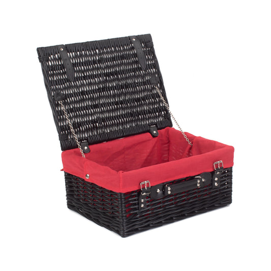 16 Inch Black Willow Hamper with Red Lining