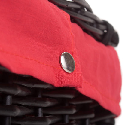 16 Inch Black Willow Hamper with Red Lining