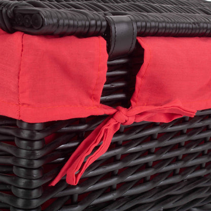 16 Inch Black Willow Hamper with Red Lining