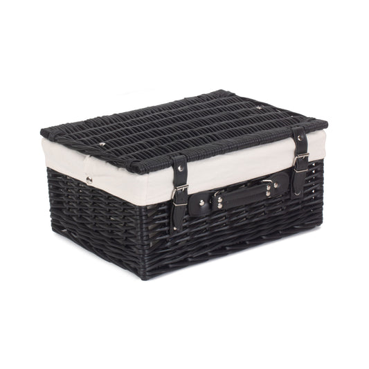16 Inch Black Willow Hamper with White Lining