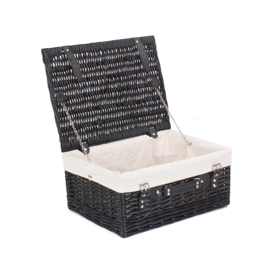 16 Inch Black Willow Hamper with White Lining