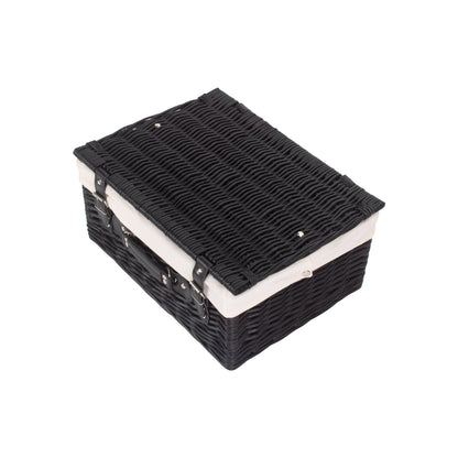 16 Inch Black Willow Hamper with White Lining
