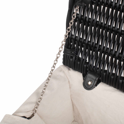16 Inch Black Willow Hamper with White Lining