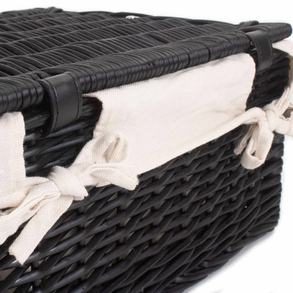 16 Inch Black Willow Hamper with White Lining