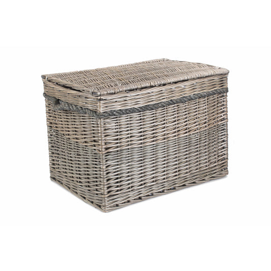 23 Inch Antique Wash Willow Storage Hamper with Rope Handles