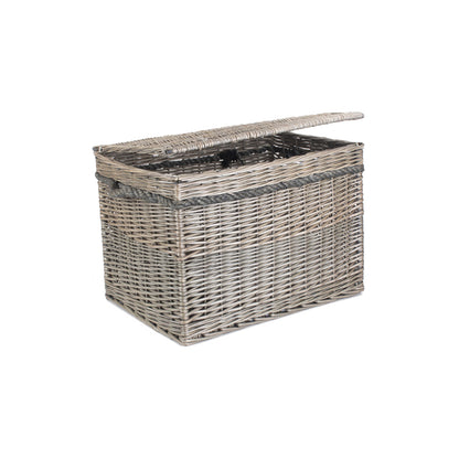 23 Inch Antique Wash Willow Storage Hamper with Rope Handles