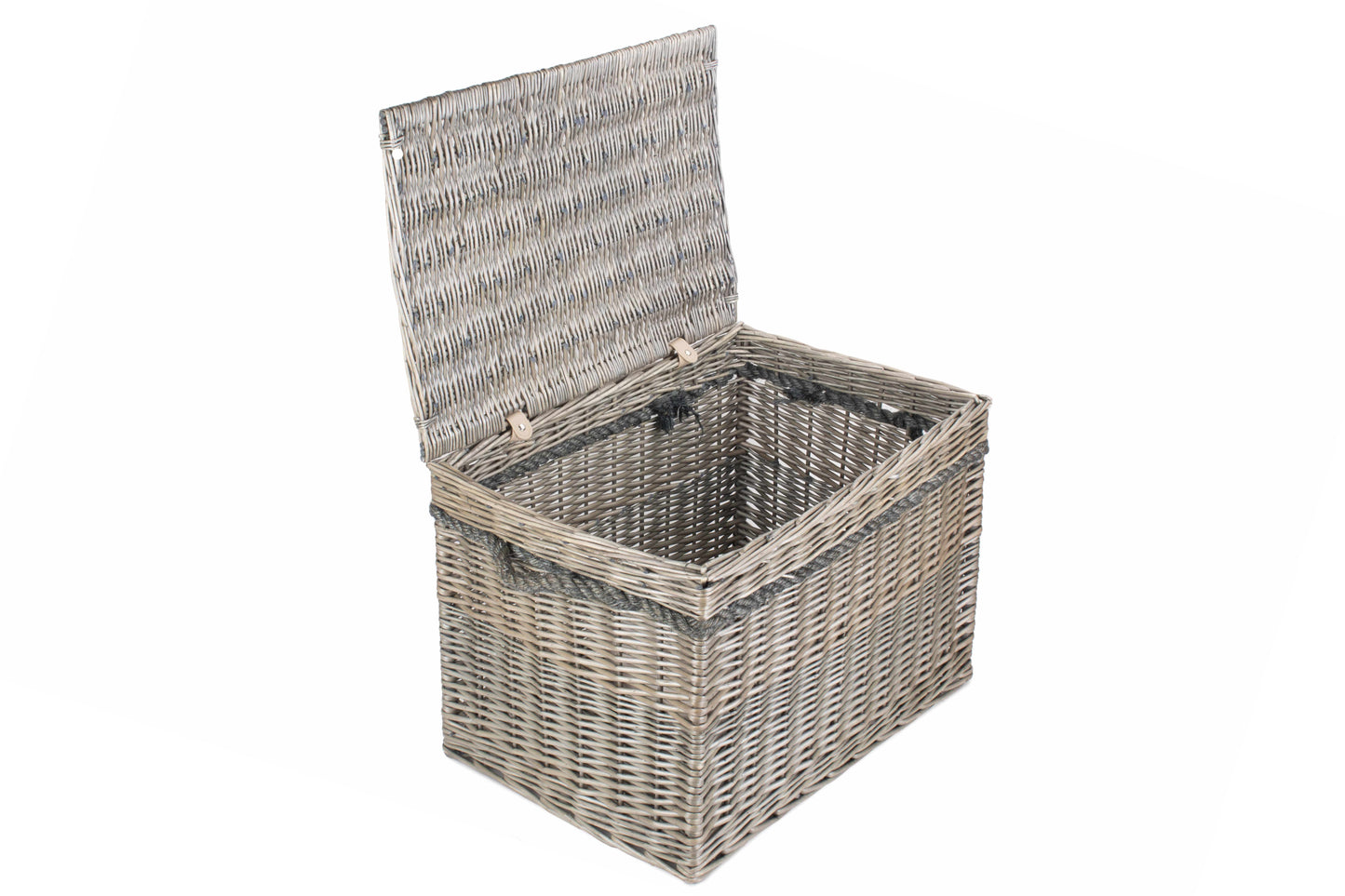 23 Inch Antique Wash Willow Storage Hamper with Rope Handles