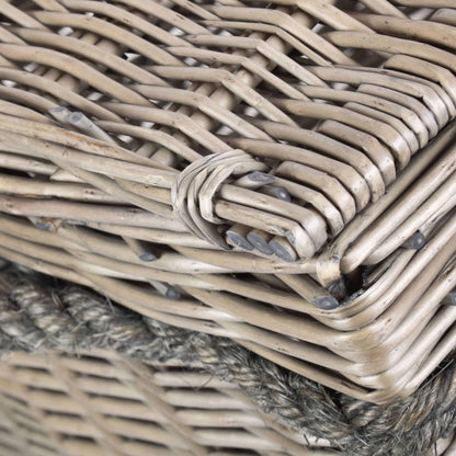 23 Inch Antique Wash Willow Storage Hamper with Rope Handles