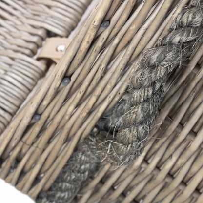 23 Inch Antique Wash Willow Storage Hamper with Rope Handles