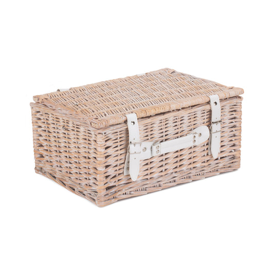 16 Inch White Wash Willow Hamper