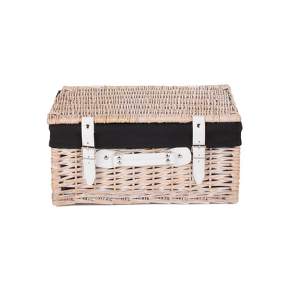 16 Inch White Wash Willow Hamper with Black Lining