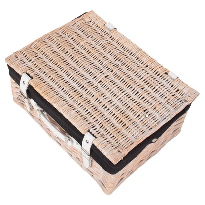 16 Inch White Wash Willow Hamper with Black Lining