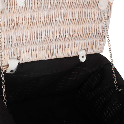 16 Inch White Wash Willow Hamper with Black Lining