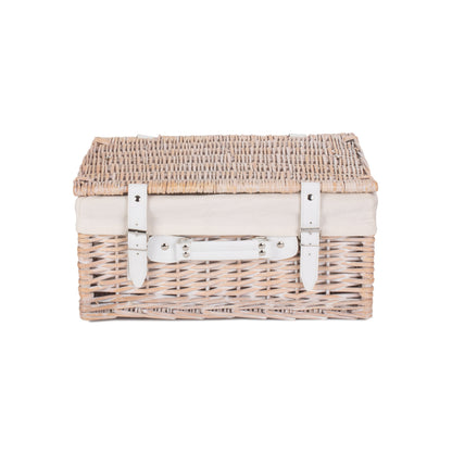 16 Inch White Wash Willow Hamper with White Lining