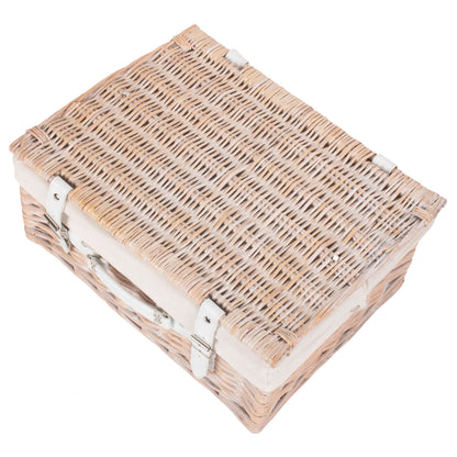 16 Inch White Wash Willow Hamper with White Lining