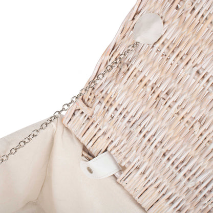 16 Inch White Wash Willow Hamper with White Lining