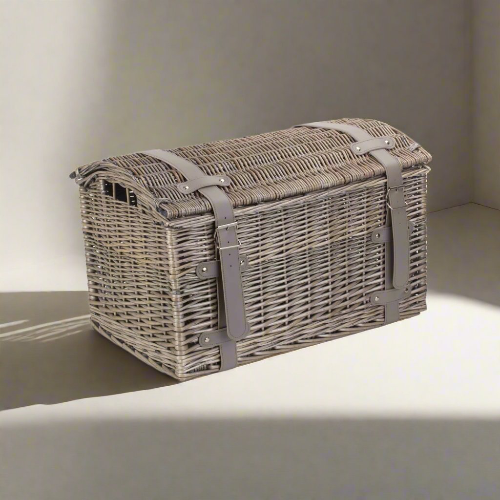 Small Antique Wash Willow Domed Storage Hamper