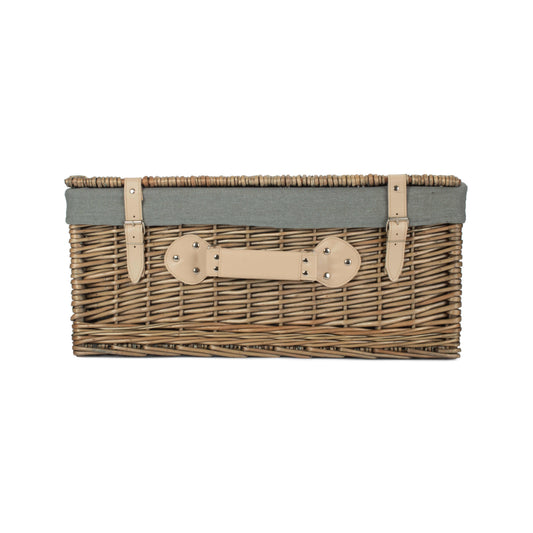 22 Inch Antique Wash Willow Hamper with Grey Sage Lining