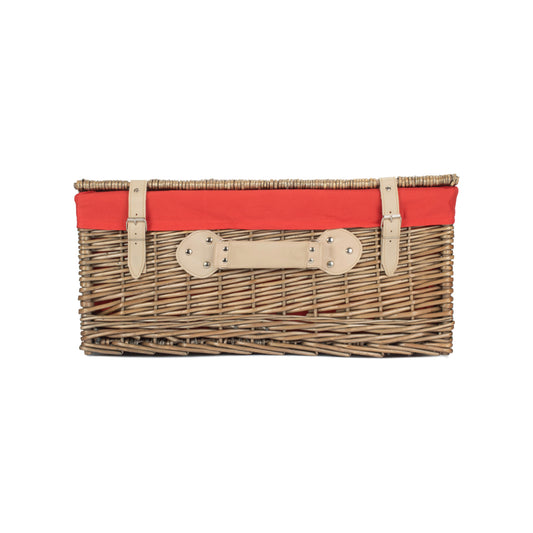 22 Inch Antique Wash Willow Hamper with Red Lining