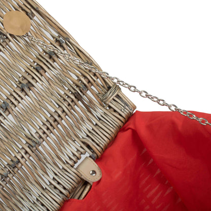 22 Inch Antique Wash Willow Hamper with Red Lining