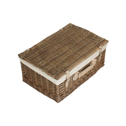22 Inch Antique Wash Willow Hamper with White Lining