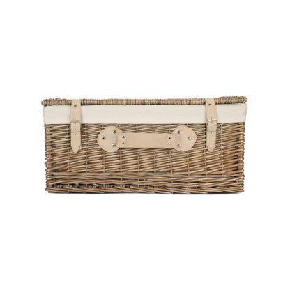 22 Inch Antique Wash Willow Hamper with White Lining
