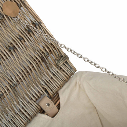 22 Inch Antique Wash Willow Hamper with White Lining