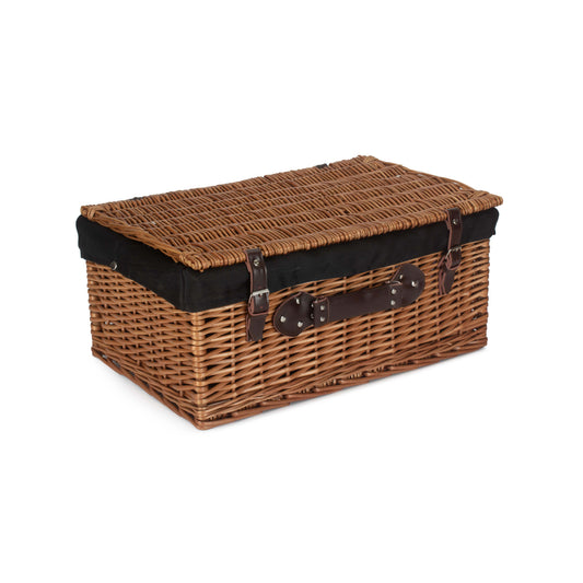 22 Inch Double Steamed Willow Hamper with Black Lining