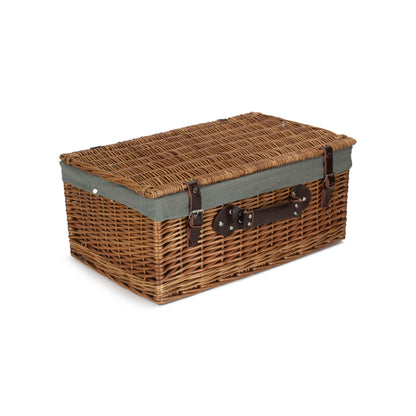 22 Inch Double Steamed Willow Hamper with Grey Sage Lining