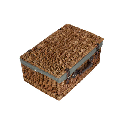 22 Inch Double Steamed Willow Hamper with Grey Sage Lining