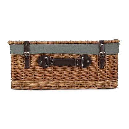 22 Inch Double Steamed Willow Hamper with Grey Sage Lining
