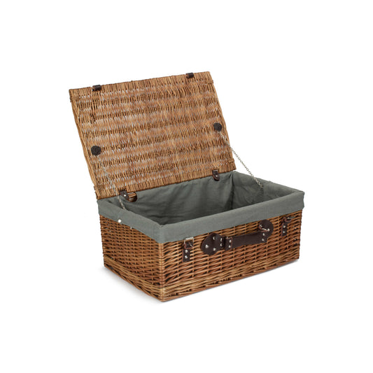 22 Inch Double Steamed Willow Hamper with Grey Sage Lining