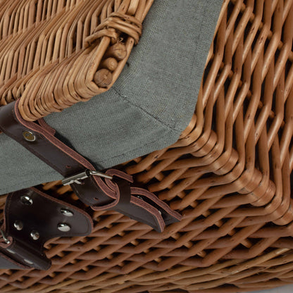 22 Inch Double Steamed Willow Hamper with Grey Sage Lining