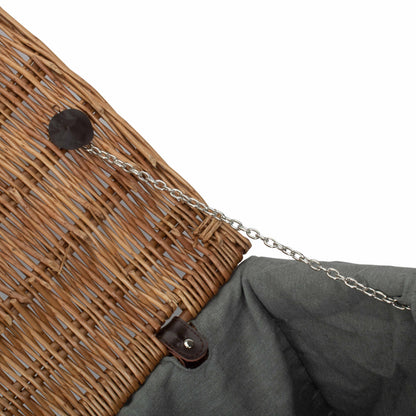 22 Inch Double Steamed Willow Hamper with Grey Sage Lining