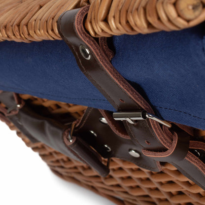 22 Inch Double Steamed Willow Hamper with Navy Blue Lining