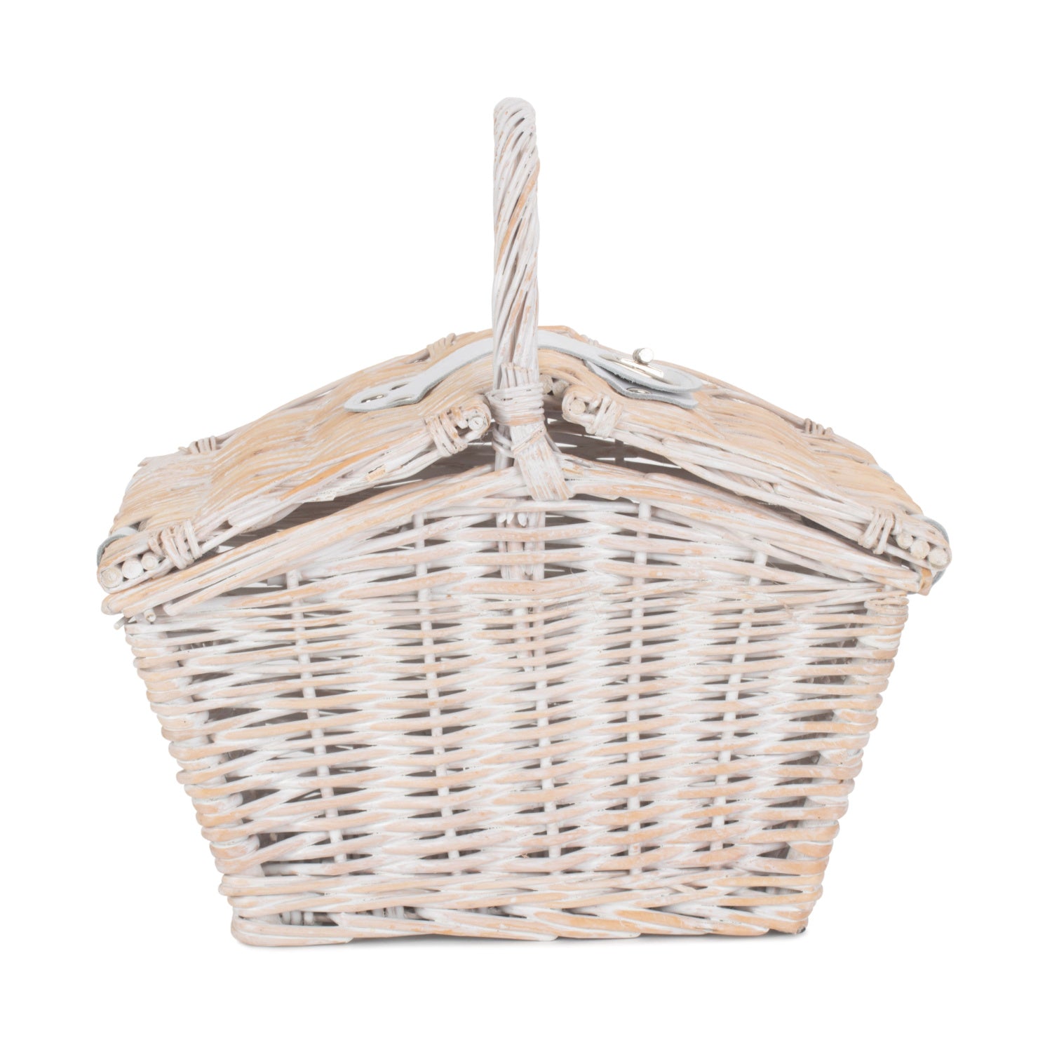 Small White Wash Willow Elegant Picnic Hamper Basket