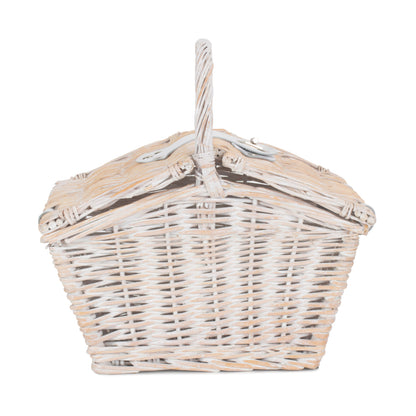 Small White Wash Willow Elegant Picnic Hamper Basket