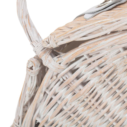 Small White Wash Willow Elegant Picnic Hamper Basket