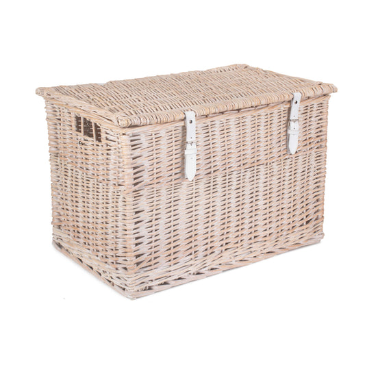 24 Inch White Wash Willow Chest Hamper