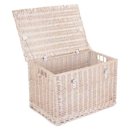 24 Inch White Wash Willow Chest Hamper