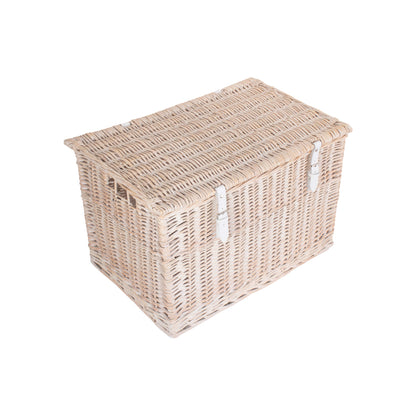 24 Inch White Wash Willow Chest Hamper
