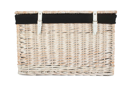 24 Inch White Wash Willow Chest Hamper with Black Lining
