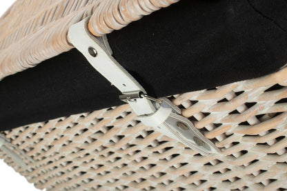 24 Inch White Wash Willow Chest Hamper with Black Lining