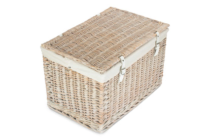 24 Inch White Wash Willow Chest Hamper with White Lining