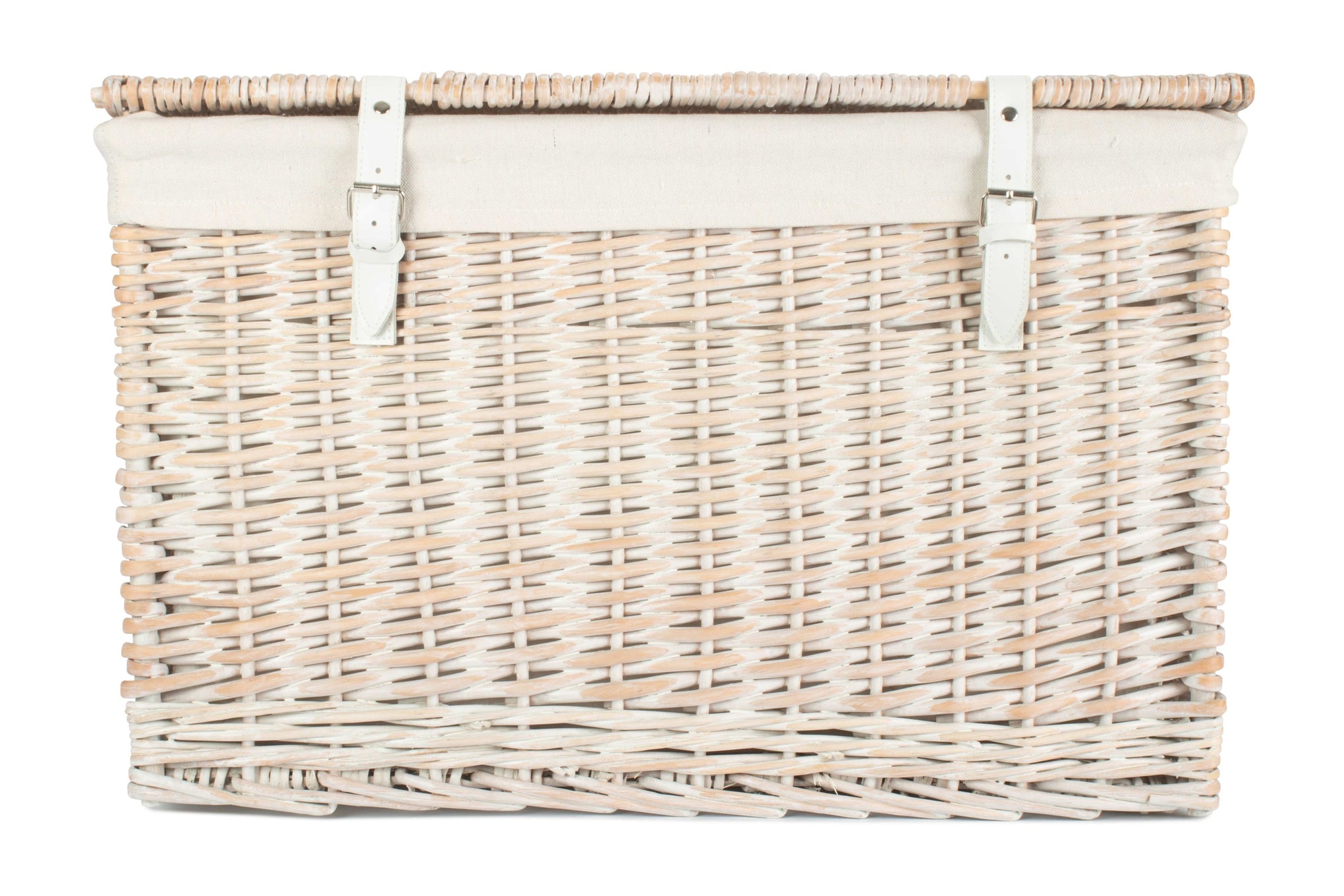 24 Inch White Wash Willow Chest Hamper with White Lining