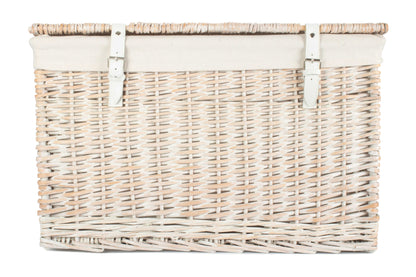 24 Inch White Wash Willow Chest Hamper with White Lining