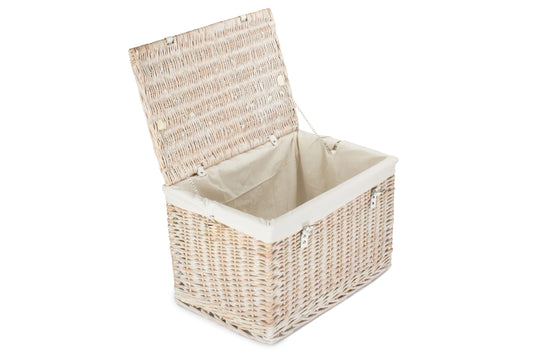 24 Inch White Wash Willow Chest Hamper with White Lining