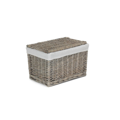14 Inch Grey Wash Willow Storage Hamper