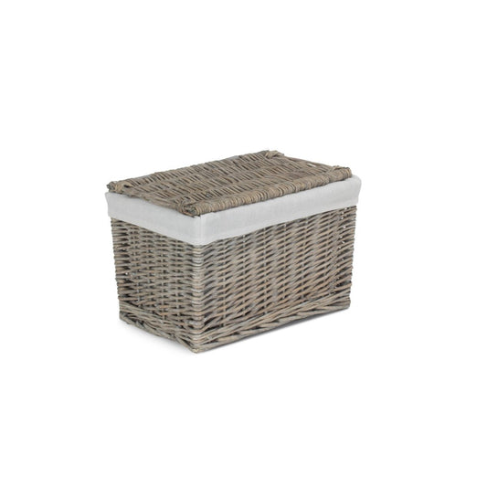 14 Inch Grey Wash Willow Storage Hamper